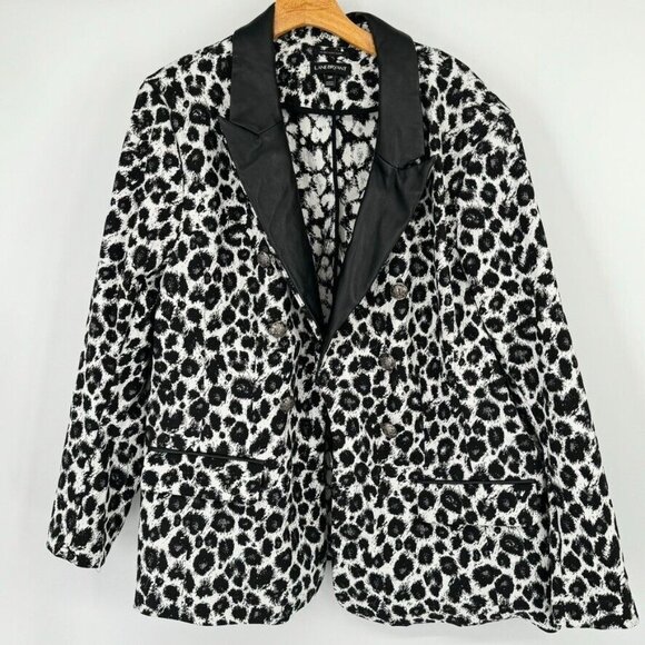 Lane Bryant Blazer Black Leopard Print Jacket Faux Leather Size 28 petite plus - Picture 4 of 13